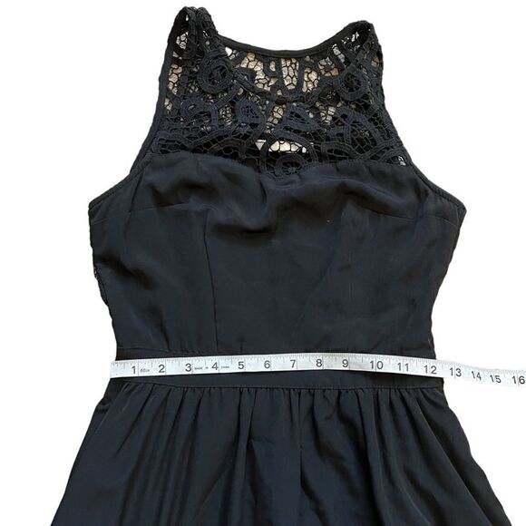 SISTERS Black Lace Top Sheer Back Mid Length Sleeveless Dress 34 - Picture 5 of 9